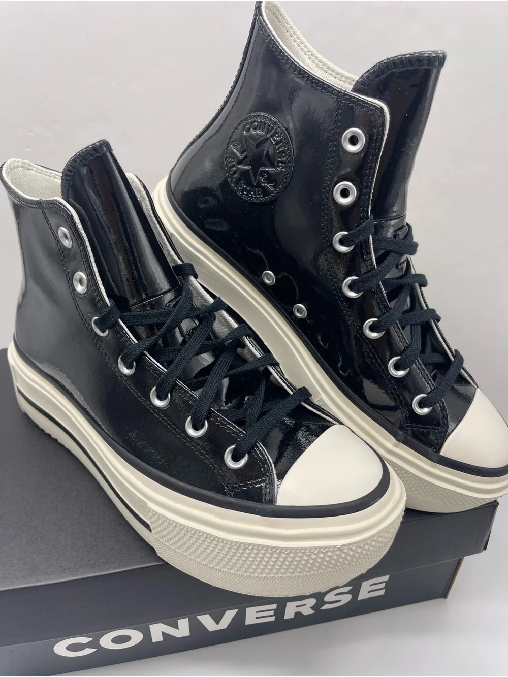 Converse A12977C CTAS LIFT DOUBLE STACK Hi Black/Egret/Black Platform Sneakers